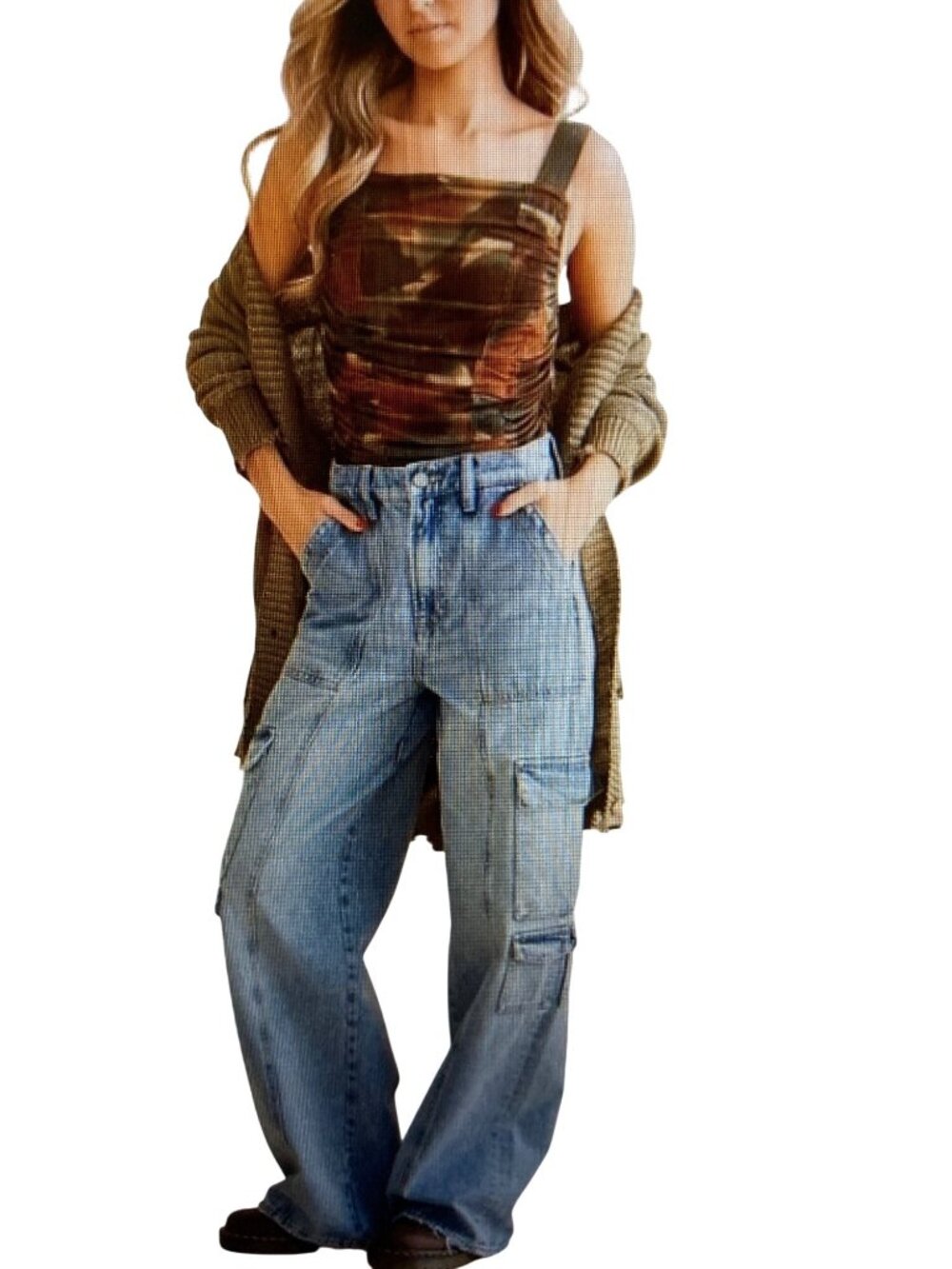 Hidden Women's Nori Wide Leg High Rise Cargo Jeans26 NWT - Picture 2 of 10